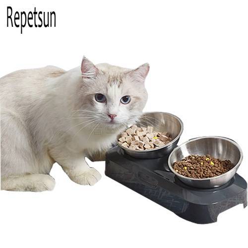Easy To Clean Stainless Steel Cat Bowl Dog Food and Water Bowls With Stand Metal Cat Dog Adjustable Travel Pet Feeding Bowl