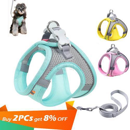 Dog Harness for Small Dogs Cats Adjustable Reflective Pet Harness And Leash Set Breathable Pet Chest Vest Leash Dog Accessories
