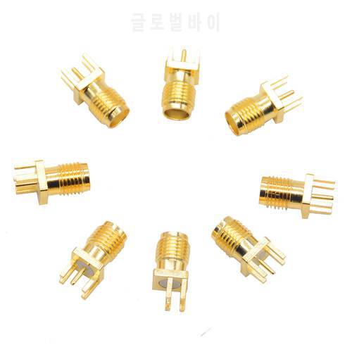 10PCS 1.6mm 1.2mm SMA Female Jack Solder Nut Edge PCB Clip Straight Mount Gold Plated RF Connector Receptacle Solder