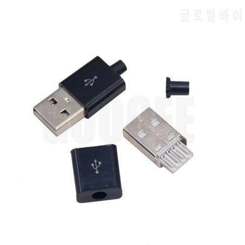 10pcs/lots DIY USB 2.0 Male Plug Connectors Kit Black White 5P Data Line Accessories Interface