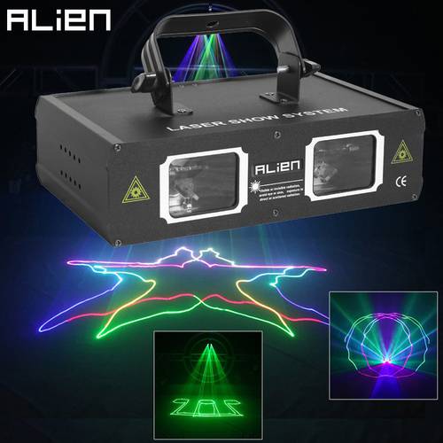 ALIEN Double Hole Disco DJ Laser Beam Line Scanner Projector RGB DMX512 Stage Lighting Effect Dance Bar Xmas Party Wedding Light