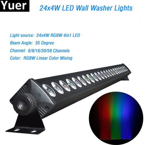 24x4W LED RGBW 4IN1 Led Wall Wash Light DMX Led Bar DMX Line Bar Wash Stage Light Party Wedding Events Lighting Fast Shipping