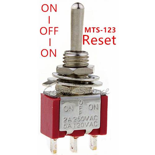 5pcs/10pcs Red Momentary/lock Mini MTS-123/MTS-103 3-Pin SPDT ON-OFF-ON 6A 125VAC Miniature Toggle Switches