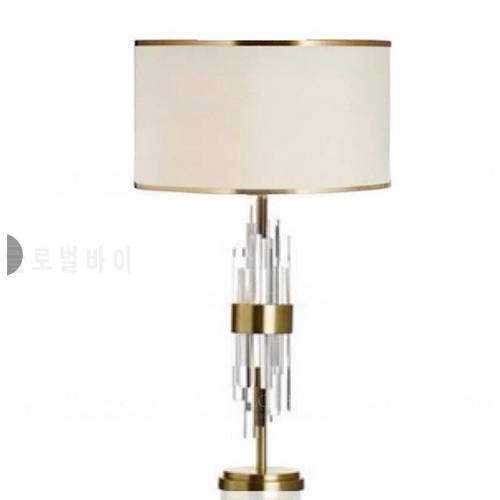 Post-Modern American Crystal Column Table Lamp Fashion Simple European Model Room Living Room Table Lamp Hotel Room Table Lamp