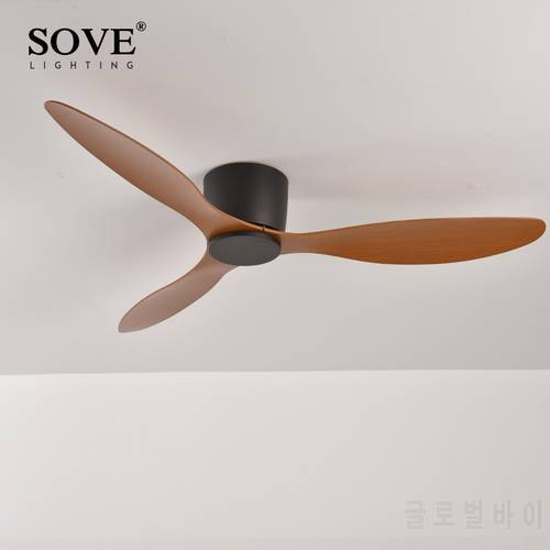 SOVE Low Floor Modern Ceiling Fans Without Light DC 30W Ceiling Fan With Remote Control Home Simple Ceiling Fan No Lights 220V