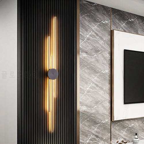 Surface Mount minimalist Luxurious Black Gold LED Wall Light 220V 12W~31W 50~123CM Nordic style Indoor Coppe Wall Lamps Sconce