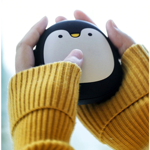 Cute Cartoon Penguin Polar Bear Electric Hand Warmers USB Rechargeable Double-Side Heating Pocket Power Bank Warmer