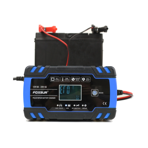 Fully automatic Car Battery Charger 12V 8A 24V 4A Smart Fast Charging for AGM GEL WET Lead Acid Battery Charger LCD Display
