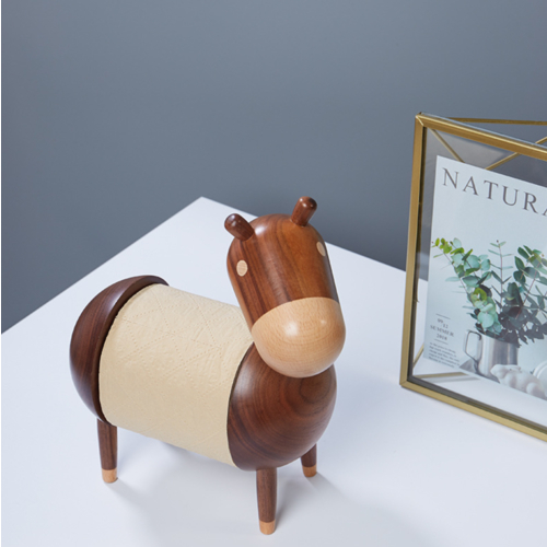 Wood creative home gift solid wood donkey desktop living room household tissue box kitchen paper towel rack
