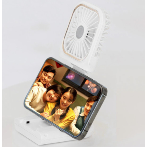 Portable Mini Neck Fan USB Rechargeable Handheld Fan Adjustable Desktop Air Cooler w/3000mAh Power Bank Phone Holder Funation