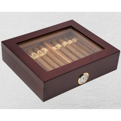 259x221x66mm Cedar Wood Cigar Humidor with Highly Transparent Glass Window Capacity 25 Cigarettes Case Portable Useful Gift Box